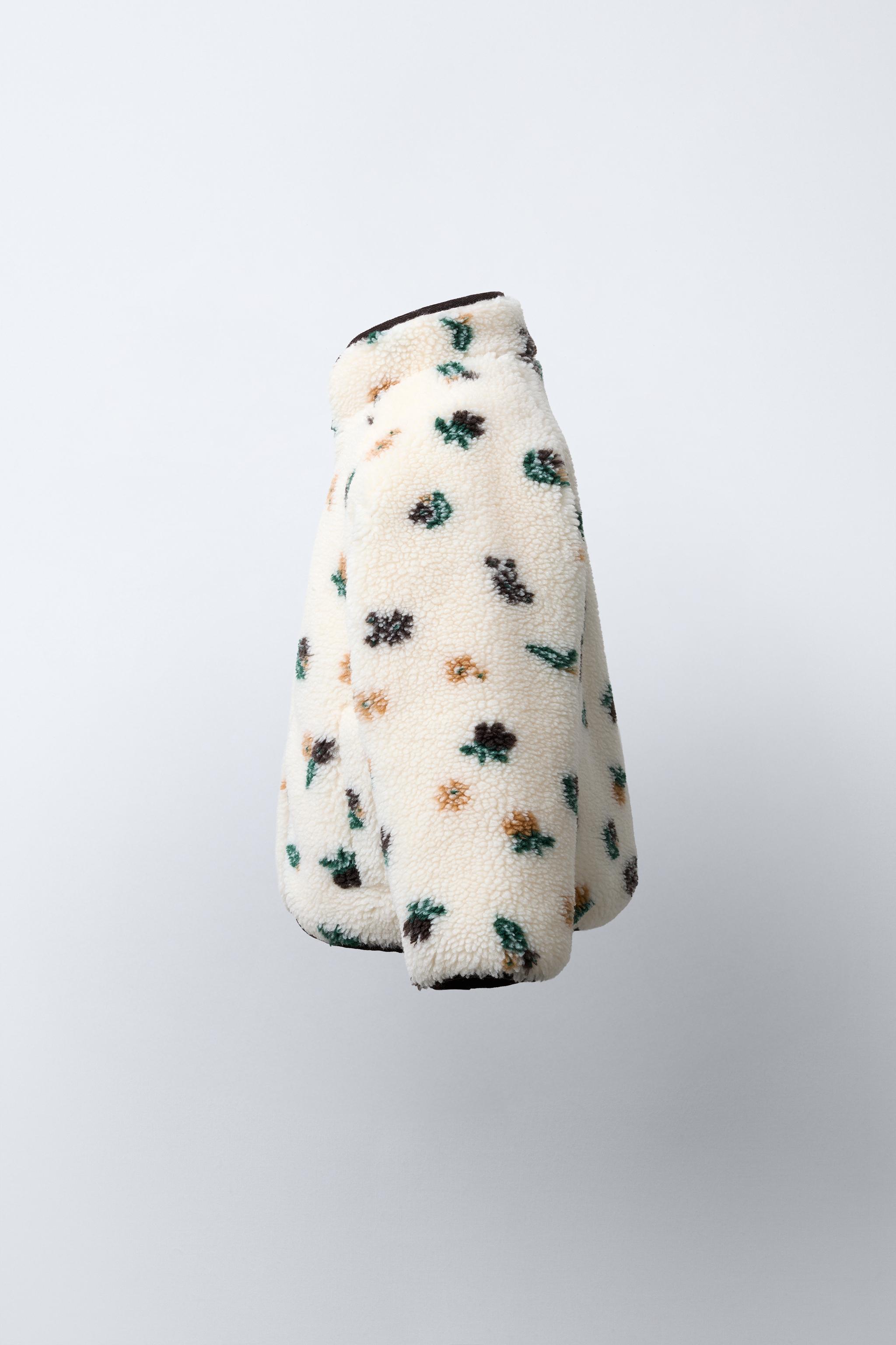 VESTE EFFET MOUTON FLEURS